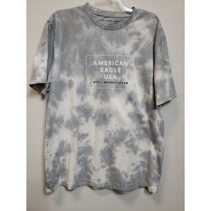 Men's American Eagle Short Sleeve Shirt Gray white Size Large USA 1977